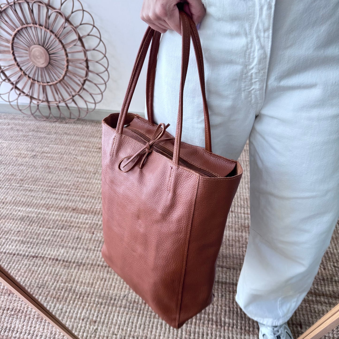 Bolso grande piel personalizado iniciales bordadas