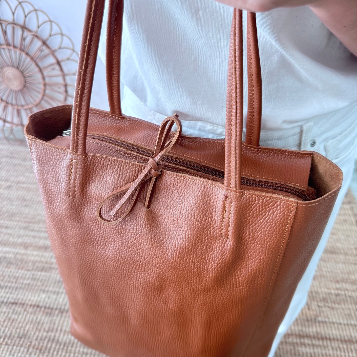Bolso grande piel personalizado iniciales bordadas