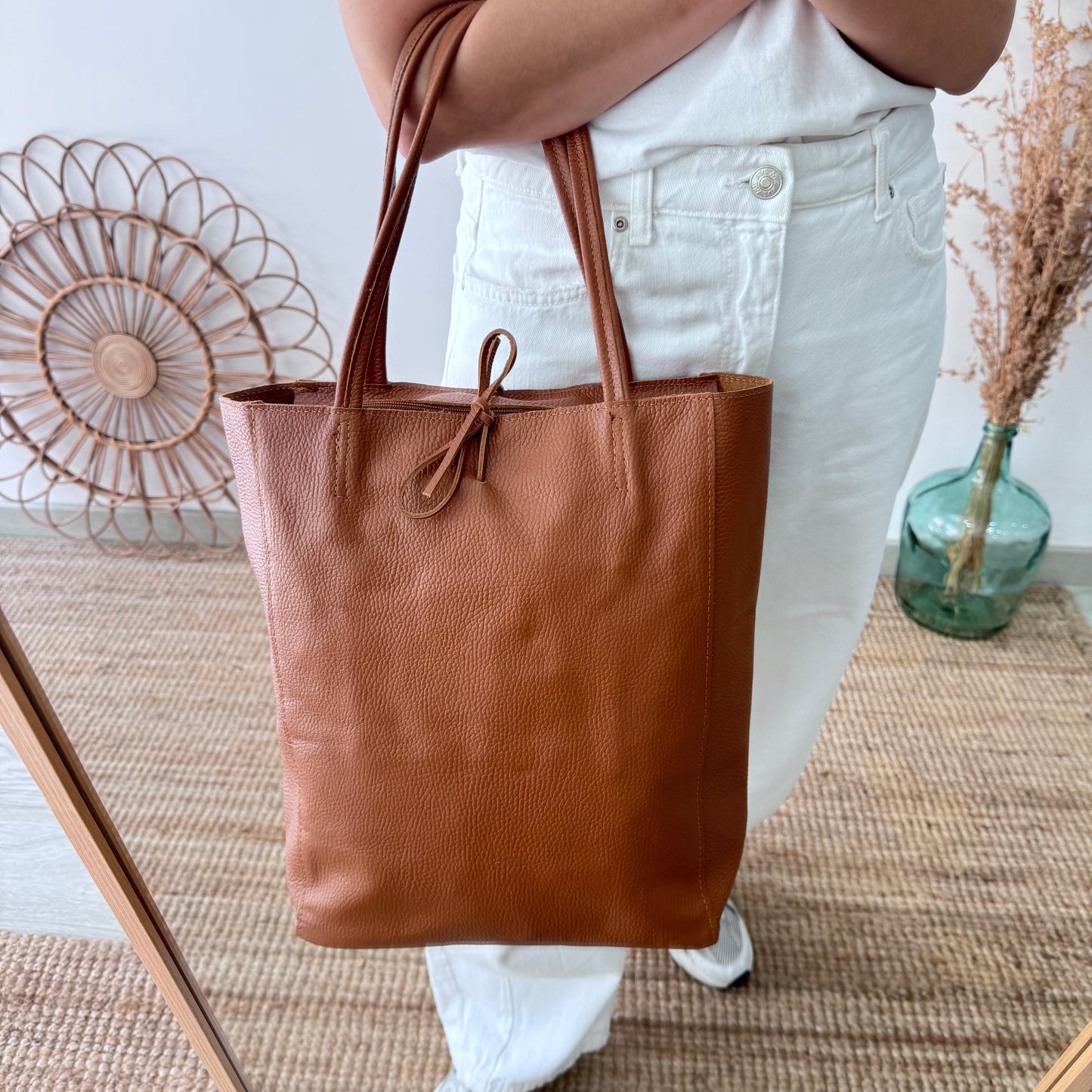 Bolso grande piel personalizado iniciales bordadas