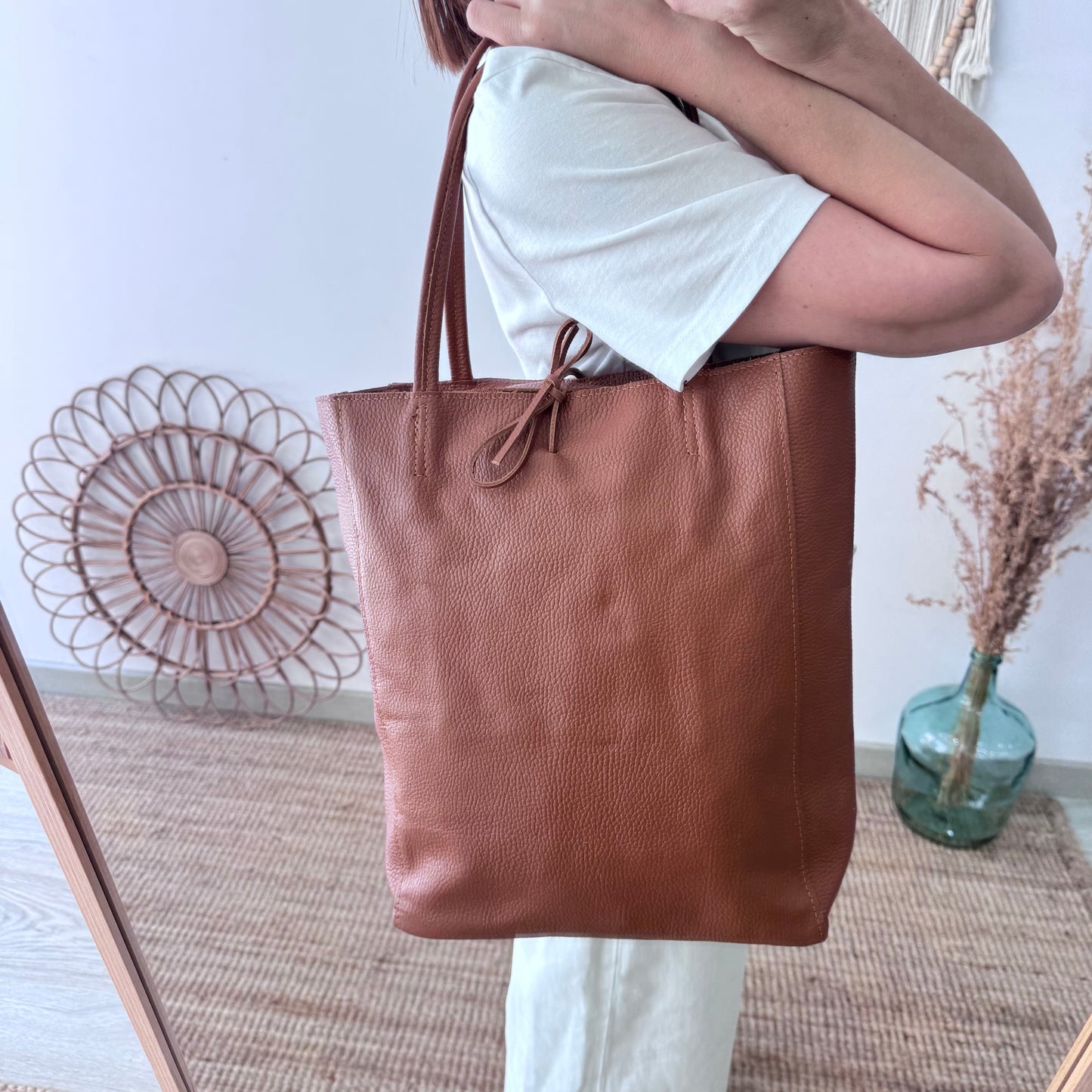 Bolso grande piel personalizado iniciales bordadas