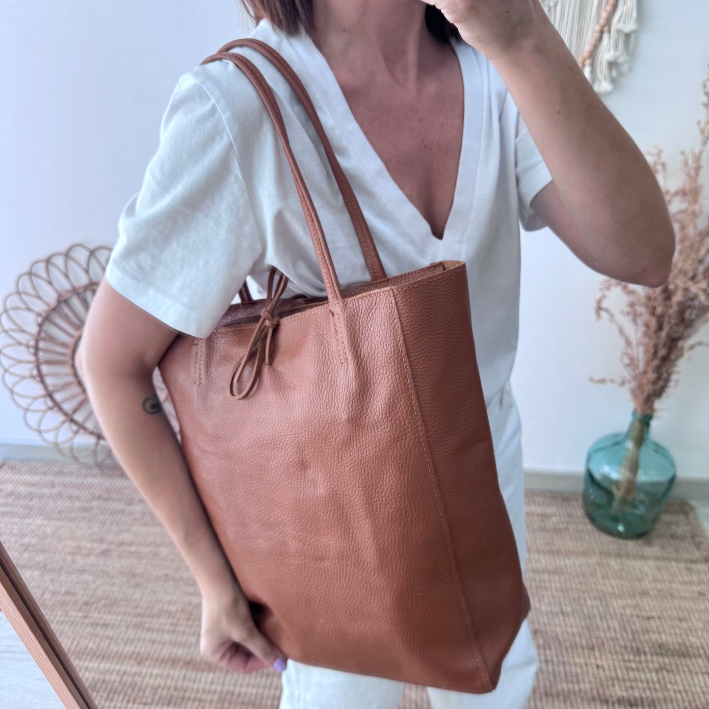 Bolso grande piel personalizado iniciales bordadas