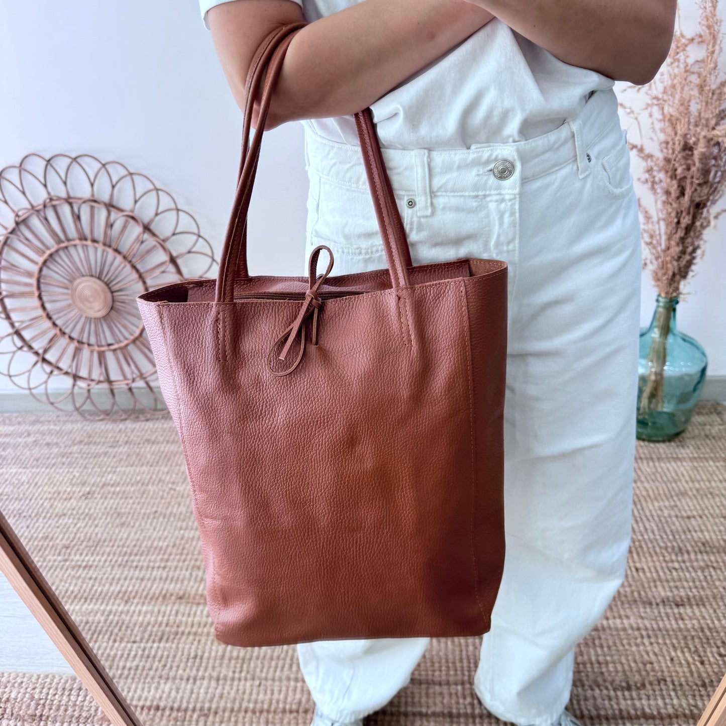 Bolso grande piel personalizado iniciales bordadas