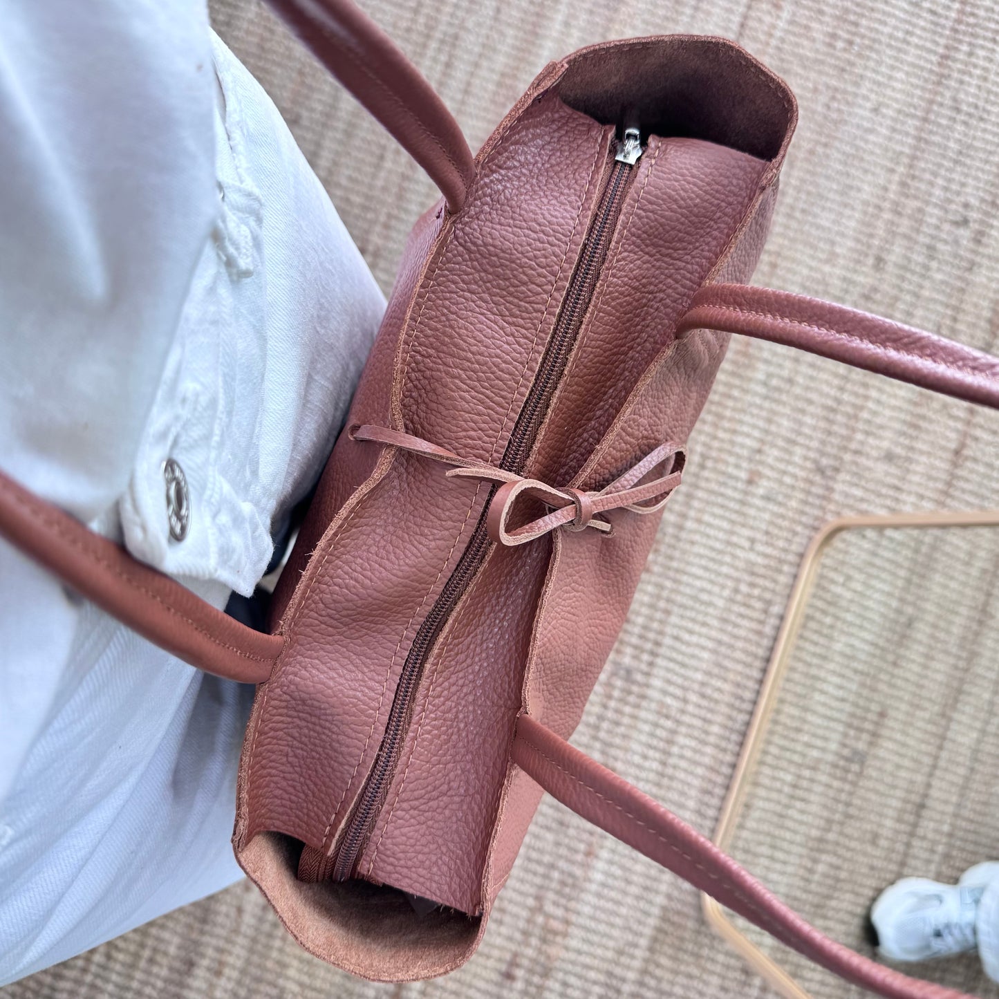 Bolso grande piel personalizado iniciales bordadas