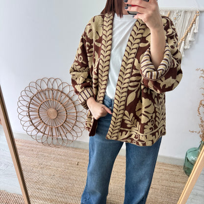 Kimono Boho marrón con Bordado