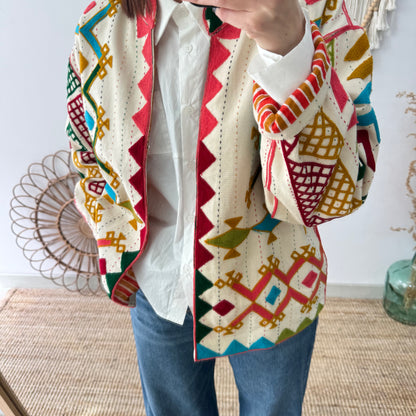 Chaqueta boho bordados geométricos