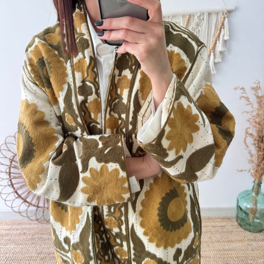 Kimono Boho oliva con Bordado