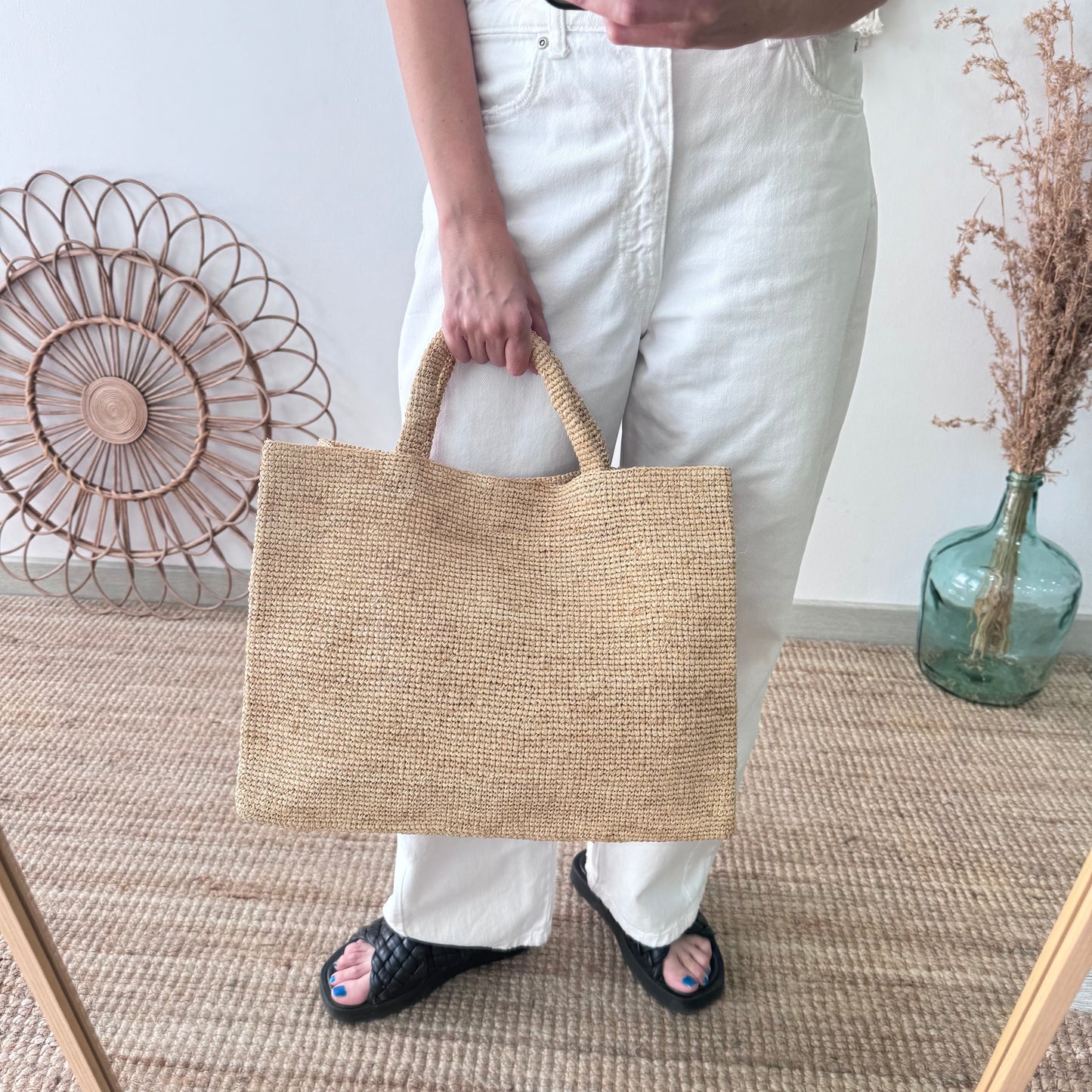 Bolso tote rafia