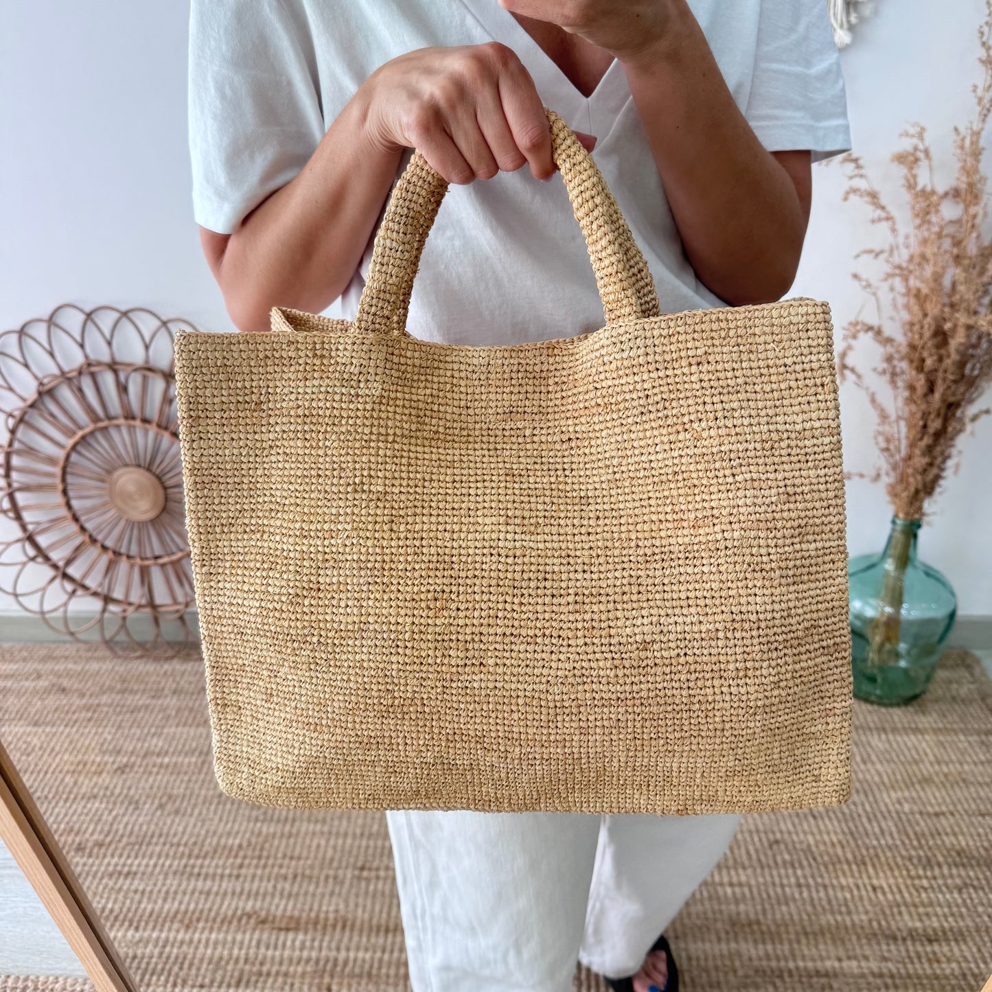 Bolso tote rafia