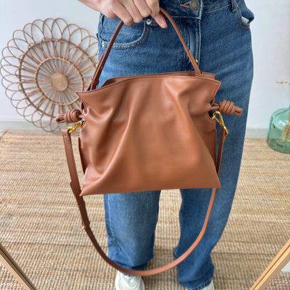 Bolso fruncido piel camel