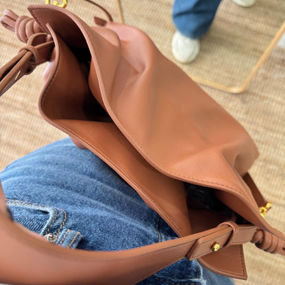 Bolso fruncido piel camel