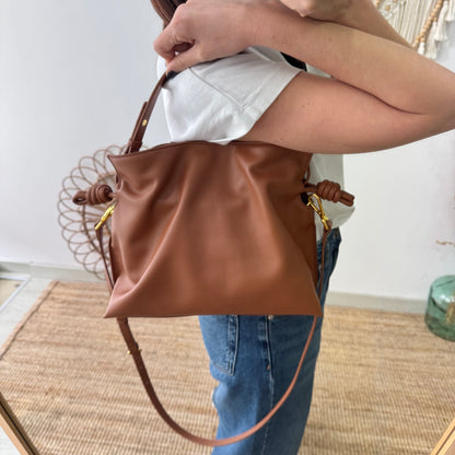 Bolso fruncido piel camel