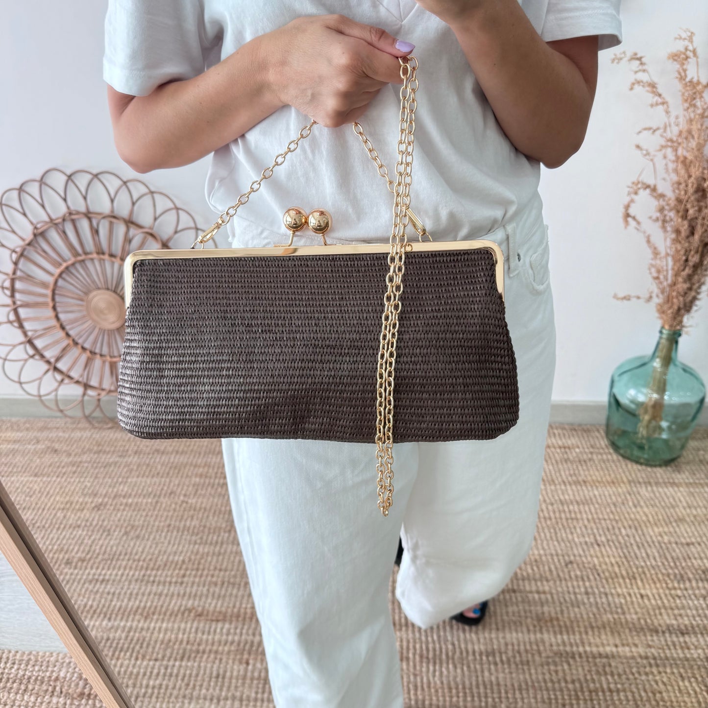 Bolso clutch boquilla marrón