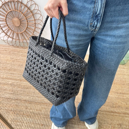 Bolso rejilla de piel negro
