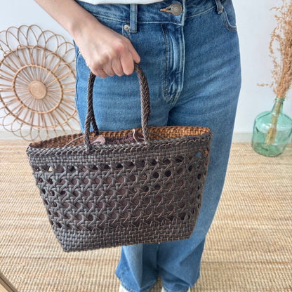 Bolso rejilla de piel marrón