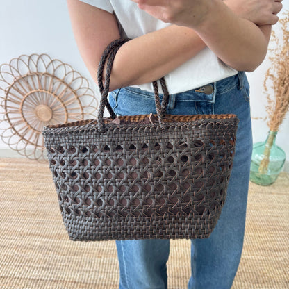 Bolso rejilla de piel marrón