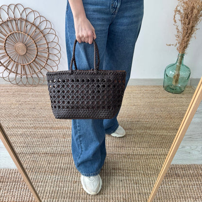 Bolso rejilla de piel marrón