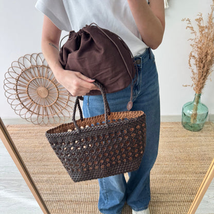 Bolso rejilla de piel marrón