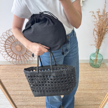 Bolso rejilla de piel negro