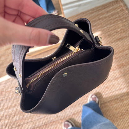 Bolso trapecio combinado piel marrón