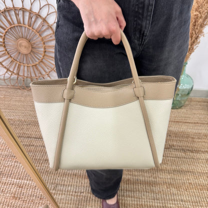 Bolso shopper piel beige/taupe