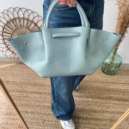 Bolso tote cierre piel celeste
