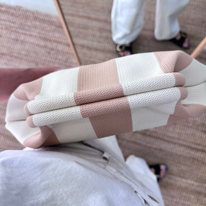 Clutch rayas beige camel personalizado