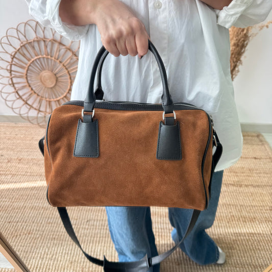 Bolso Bowling camel Serraje y Piel