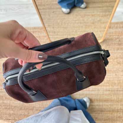 Bolso Bowling marrón chocolate Serraje y Piel