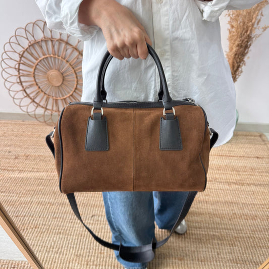 Bolso Bowling marrón Serraje y Piel