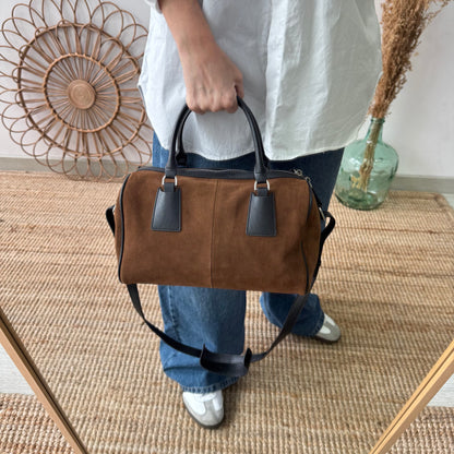 Bolso Bowling marrón Serraje y Piel