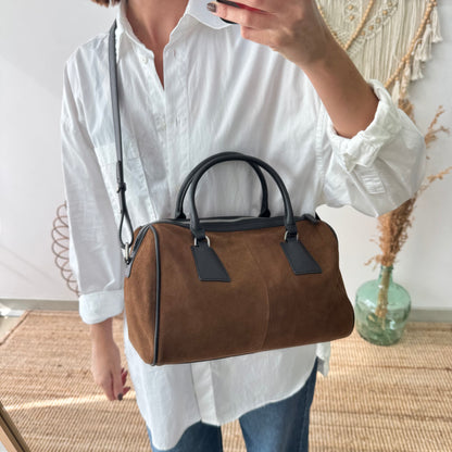 Bolso Bowling marrón Serraje y Piel