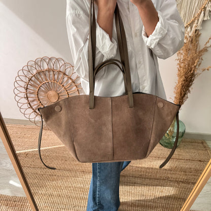 Bolso tote serraje taupe oscuro