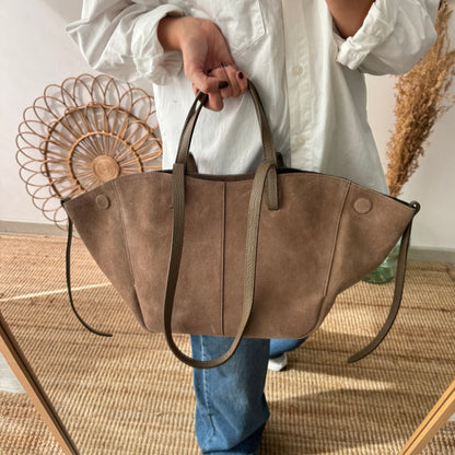Bolso tote serraje taupe oscuro