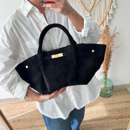 Bolso tote cierre serraje negro