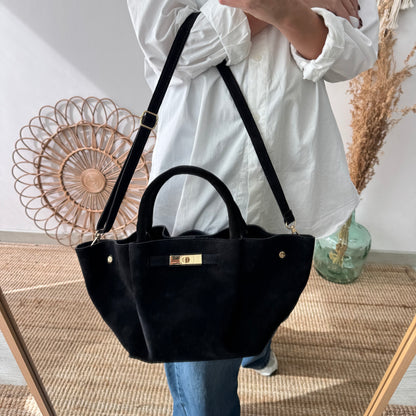 Bolso tote cierre serraje negro