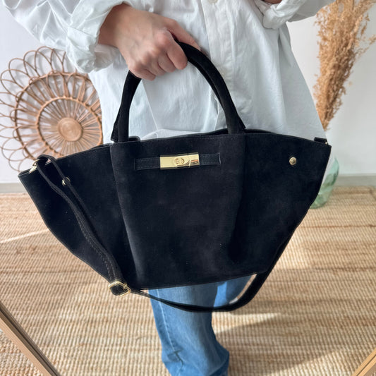 Bolso tote cierre serraje negro