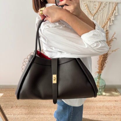Bolso shopping piel marrón chocolate