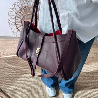Bolso shopping piel granate
