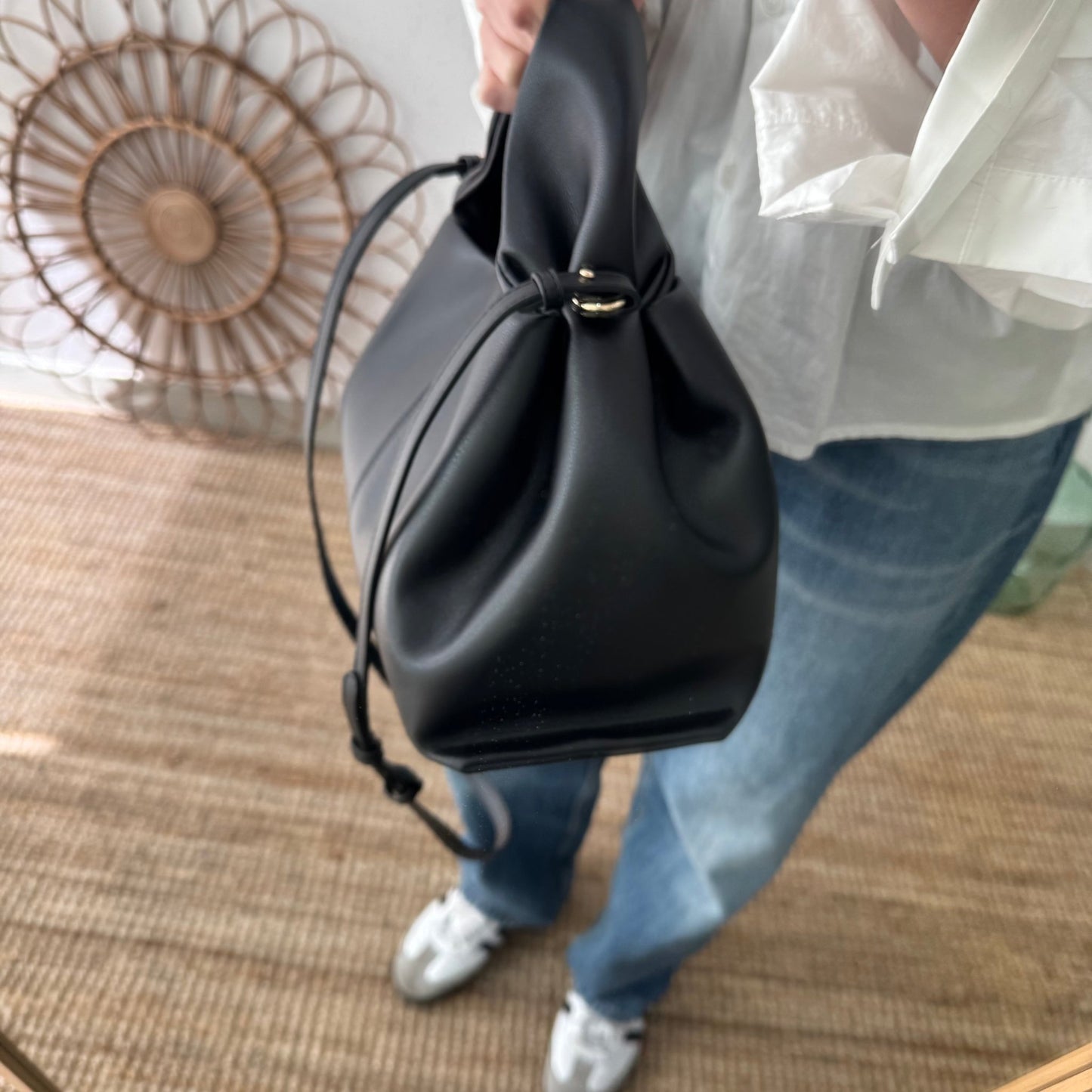 Bolso pliegue piel negro - Bubbleshopbcn