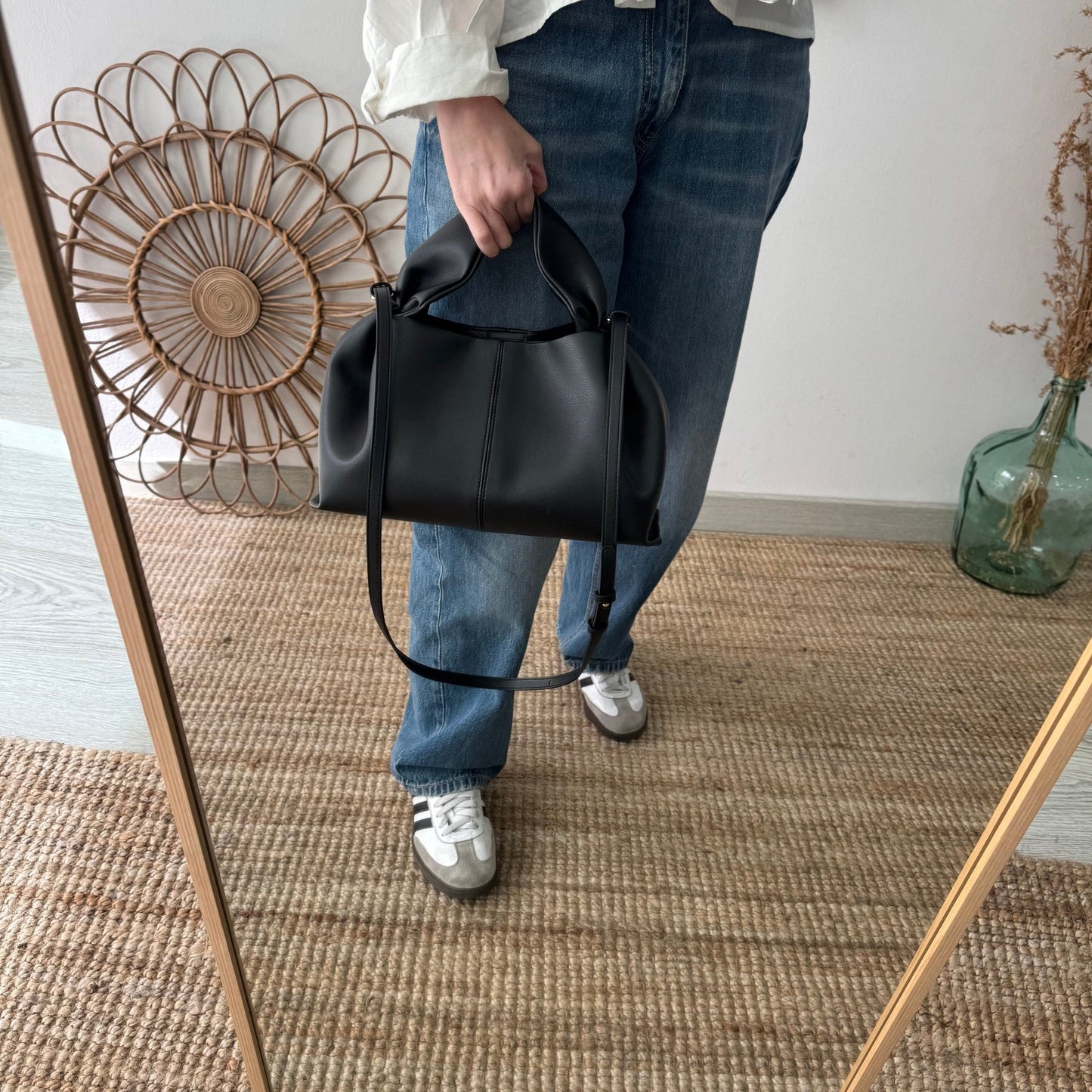 Bolso pliegue piel negro - Bubbleshopbcn