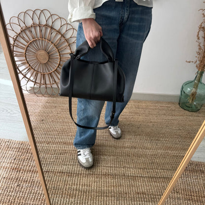 Bolso pliegue piel negro - Bubbleshopbcn