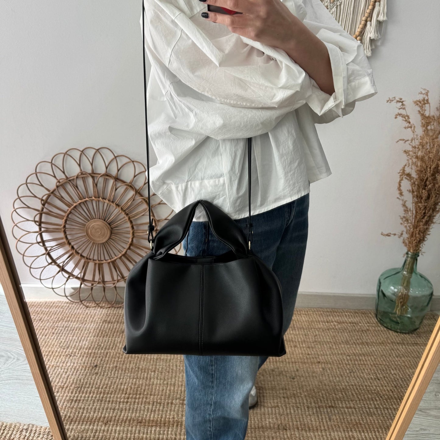 Bolso pliegue piel negro - Bubbleshopbcn