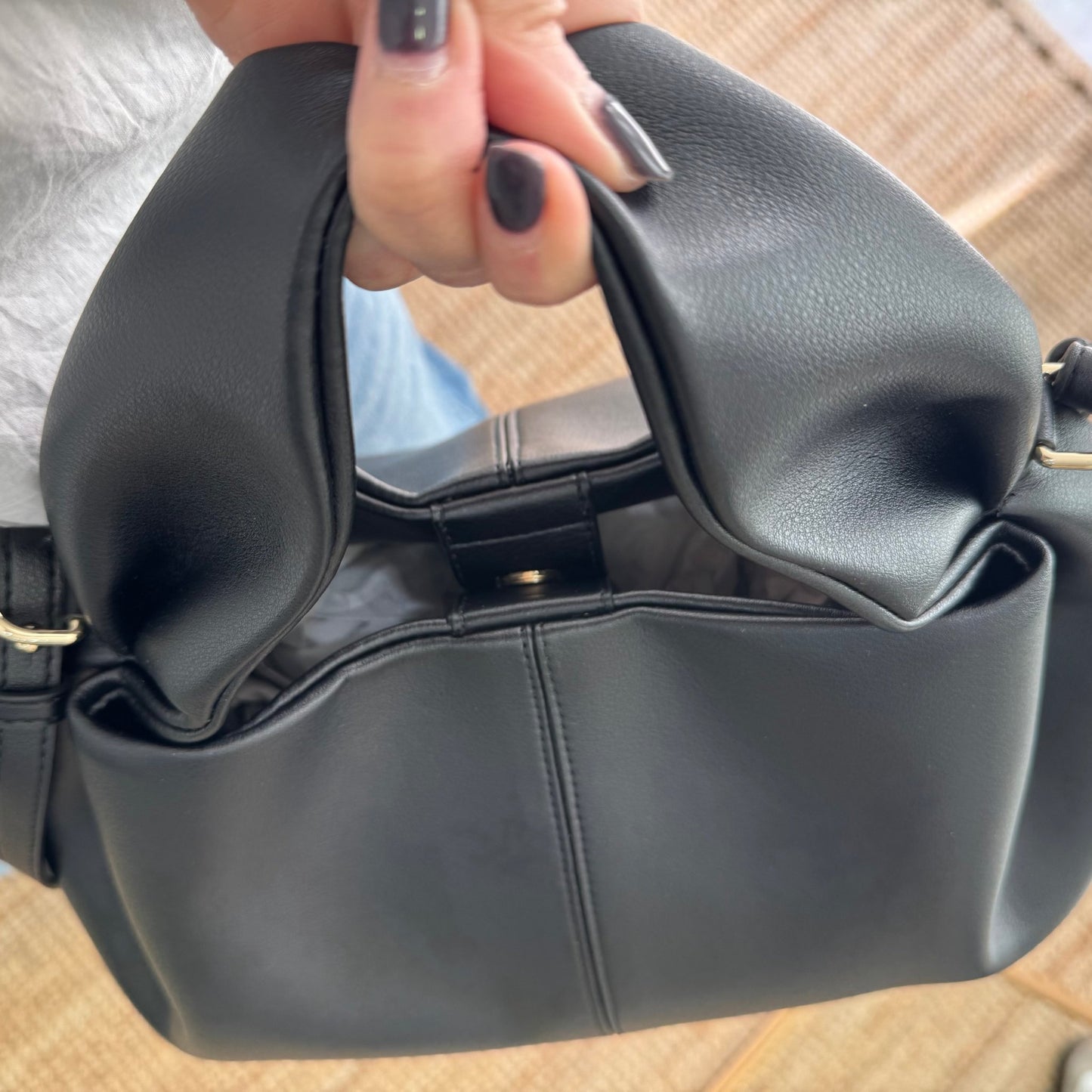Bolso pliegue piel negro - Bubbleshopbcn