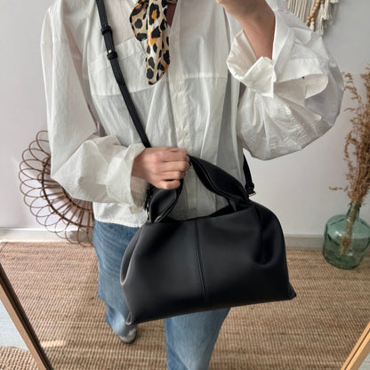 Bolso pliegue piel negro - Bubbleshopbcn