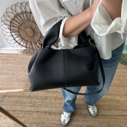 Bolso pliegue piel negro - Bubbleshopbcn