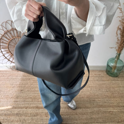 Bolso pliegue piel negro - Bubbleshopbcn