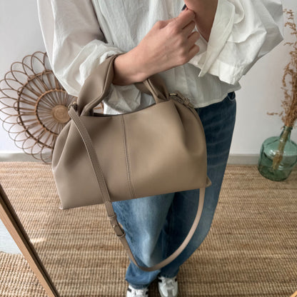 Bolso pliegue piel taupe
