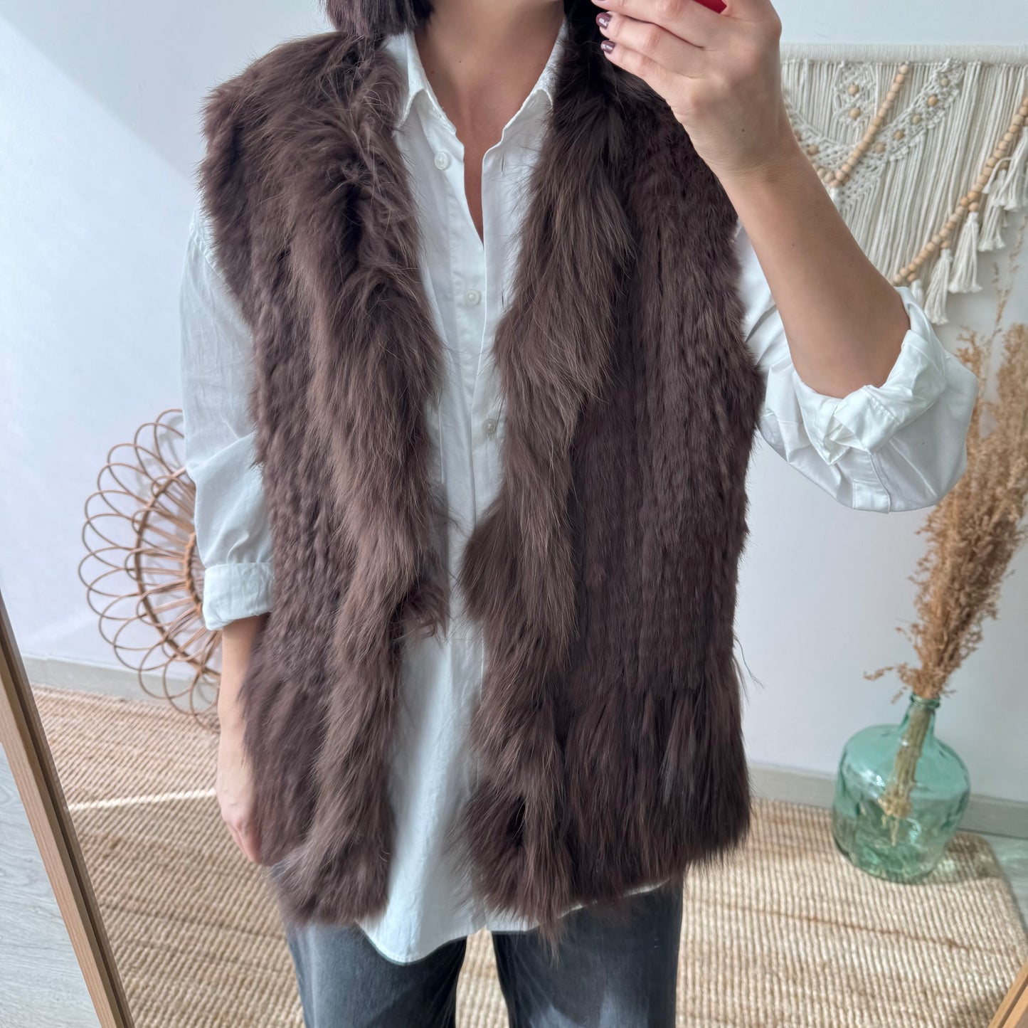 Chaleco de pelo natural marrón