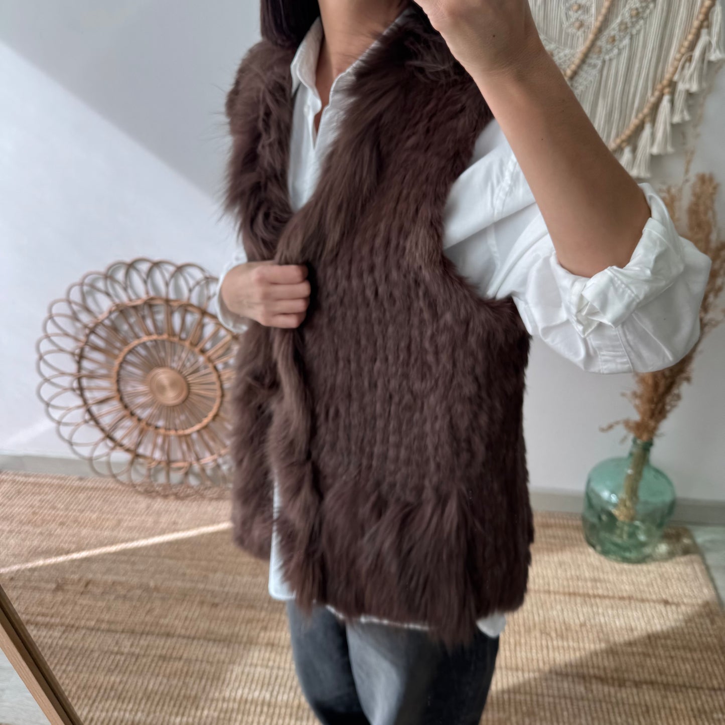 Chaleco de pelo natural marrón