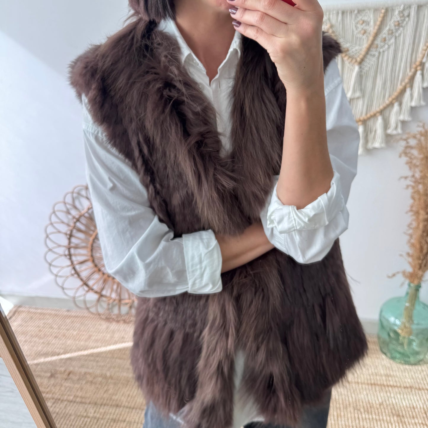 Chaleco de pelo natural marrón